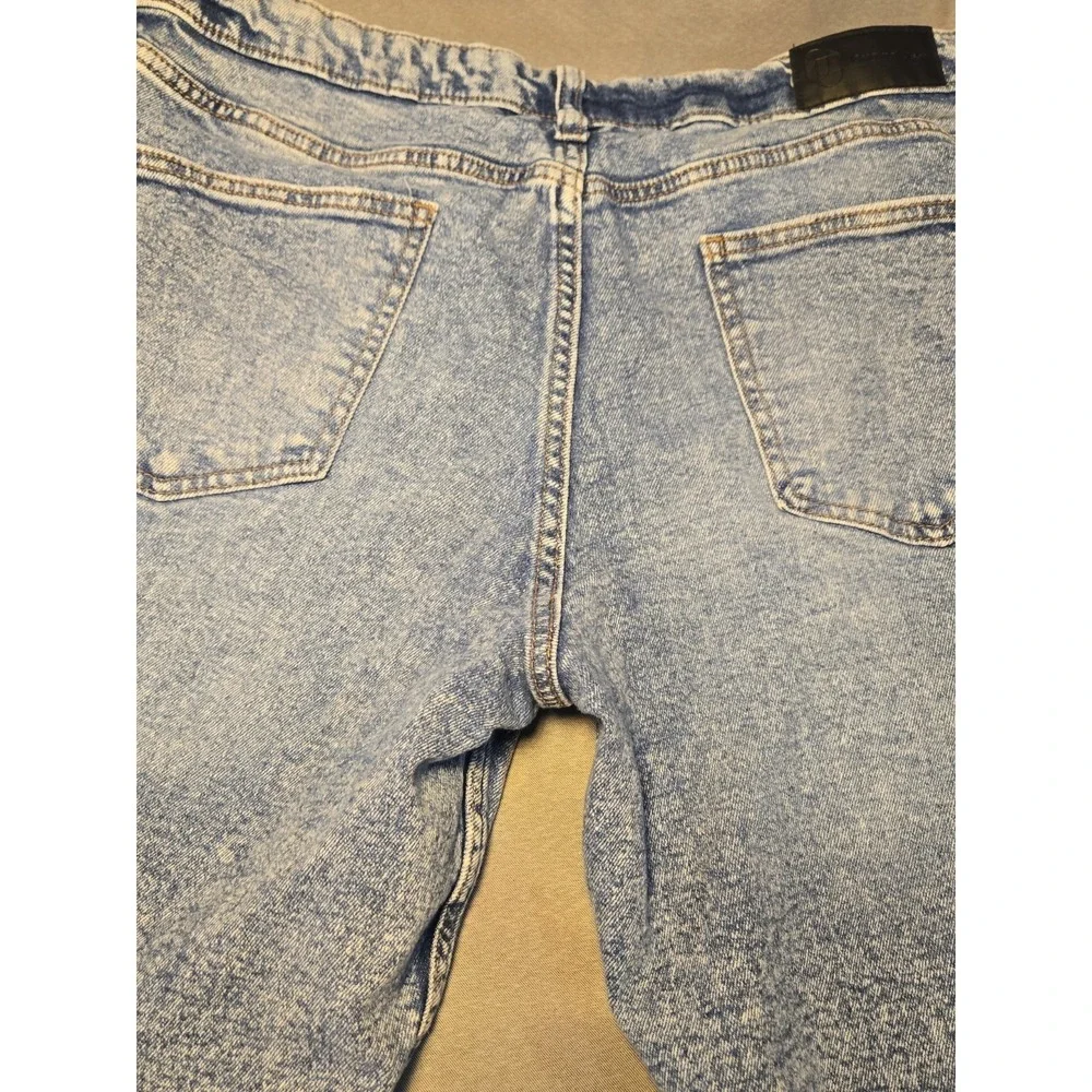 Original Use Mens Slim Fit Denim Shorts Faded Blue Distressed Cut Off Size 38 Jo